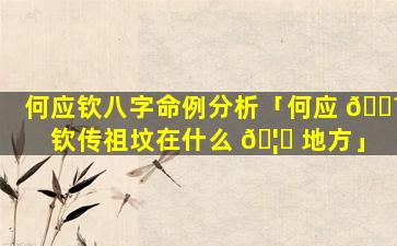 何应钦八字命例分析「何应 🌼 钦传祖坟在什么 🦋 地方」